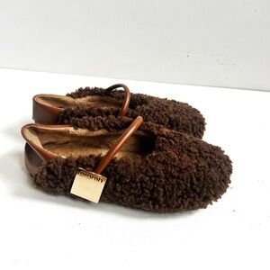 Brown Shearling Ballet Flats